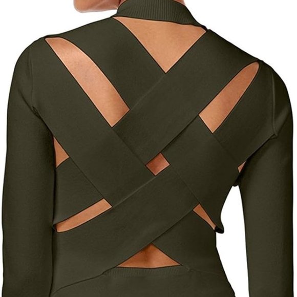 Rachel R. Roy Loves Military Green Lattice Back Sweater Size XL - Picture 1 of 9